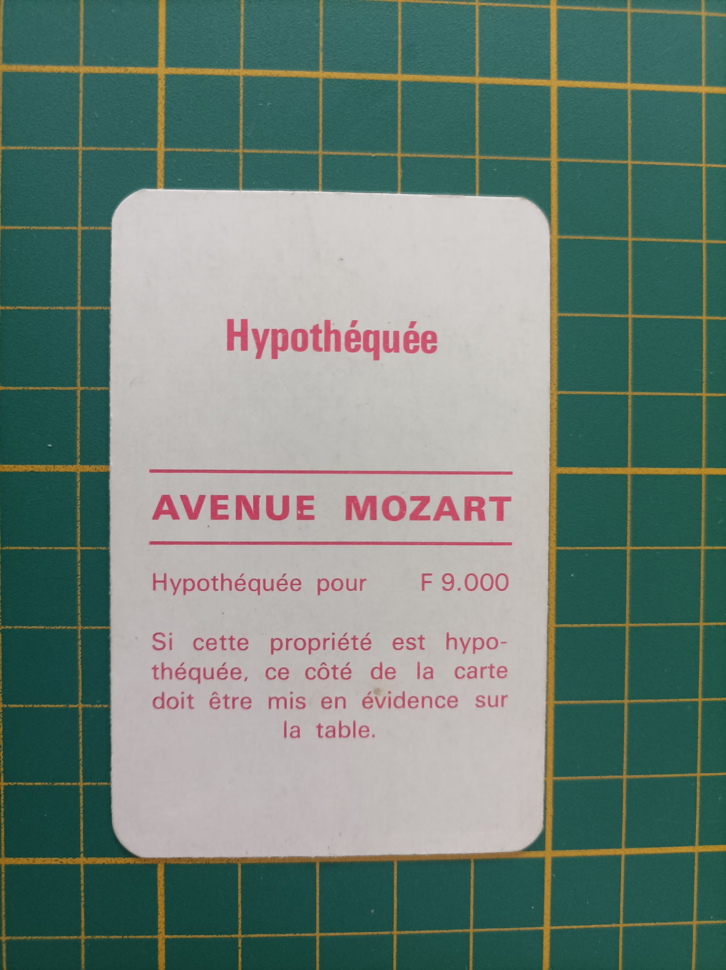 Carte propriété Avenue Mozart pièce détachée jeu de société Monopoly Miro Meccano #E40