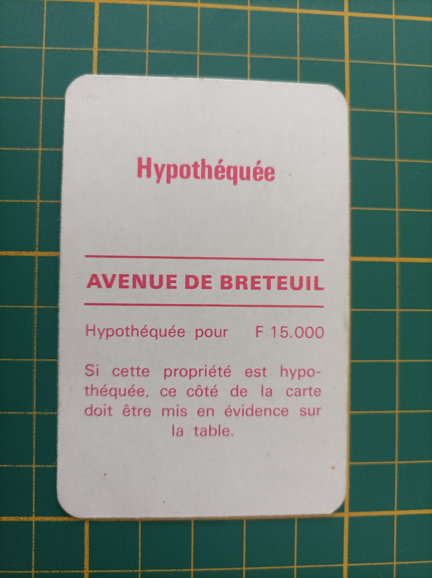 Carte propriété Avenue de Breteuil pièce détachée jeu de société Monopoly Miro Meccano #E40