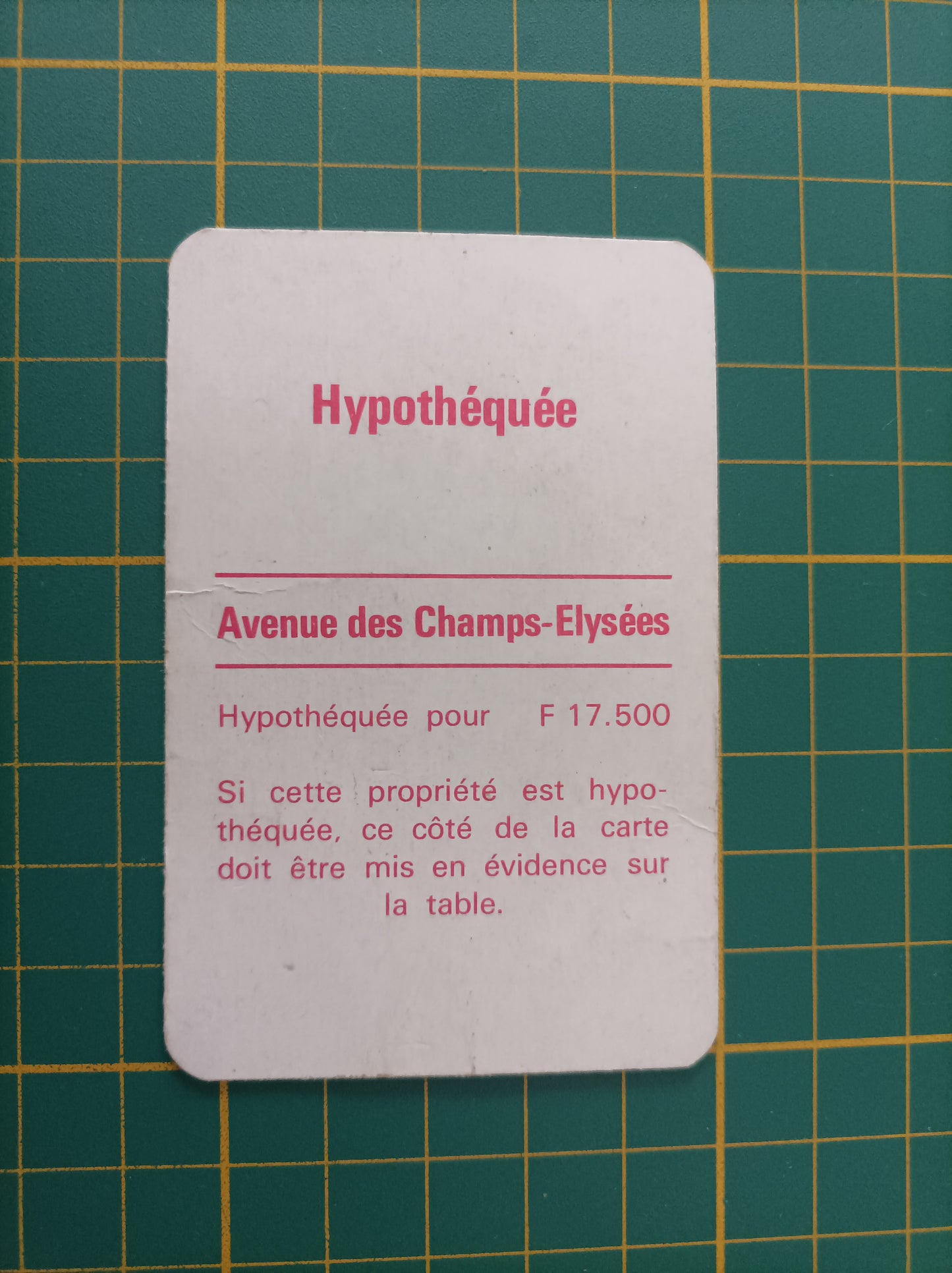 Carte propriété Avenue des Champs-Elysées pièce détachée jeu de société Monopoly Miro Meccano #E40