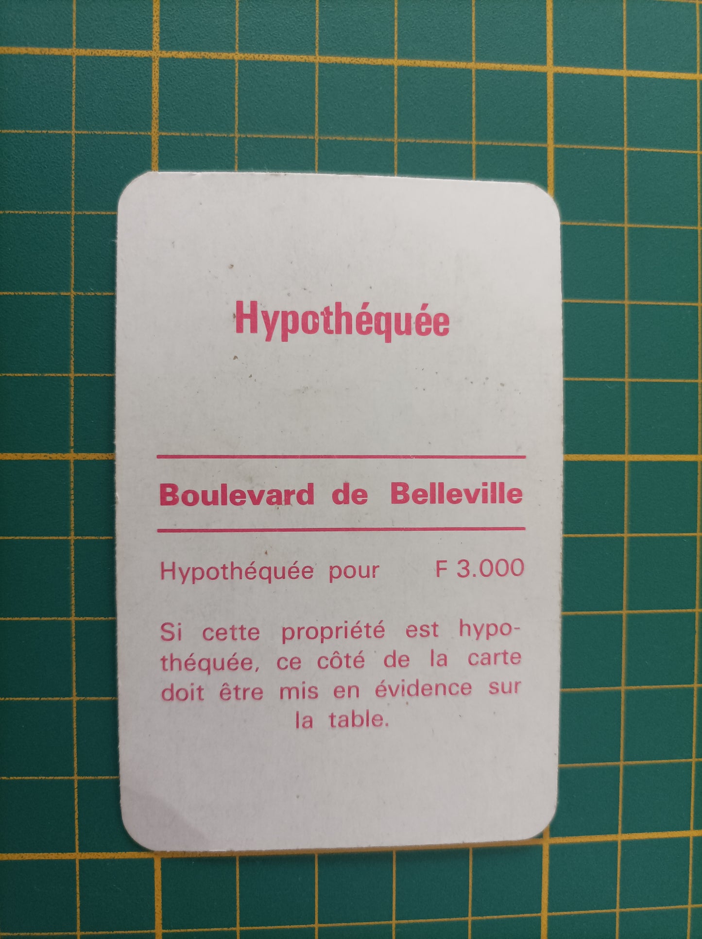 Carte propriété Boulevard de Belleville pièce détachée jeu de société Monopoly Miro Meccano #E40
