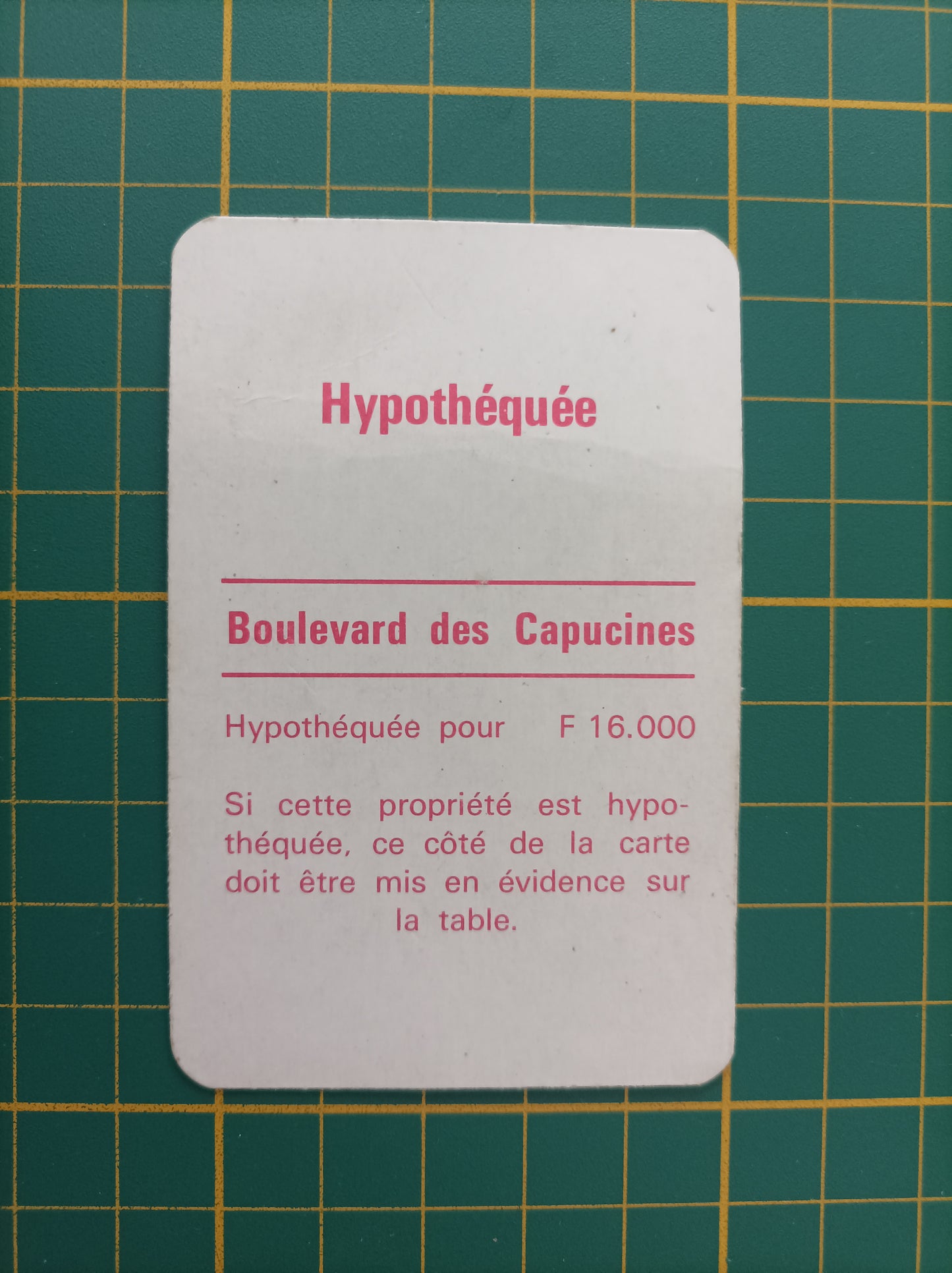 Carte propriété Boulevard des Capucines pièce détachée jeu de société Monopoly Miro Meccano #E40