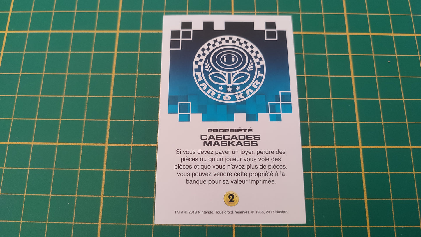 Carte propriété Cascades Maskass jeu de société Monopoly Gamer Mario Kart Hasbro pièce détachée #E82