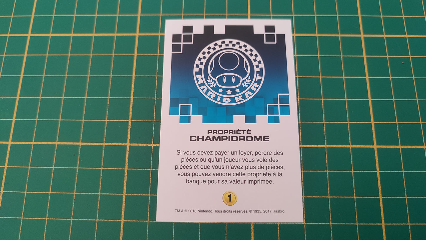 Carte propriété Champidrome jeu de société Monopoly Gamer Mario Kart Hasbro pièce détachée #E82