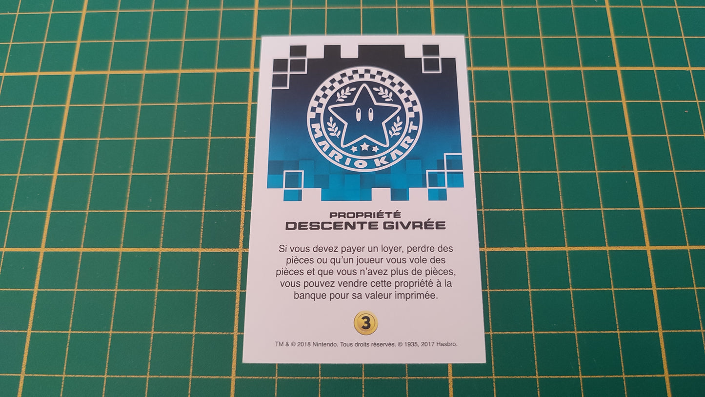 Carte propriété Descente givrée jeu de société Monopoly Gamer Mario Kart Hasbro pièce détachée #E82