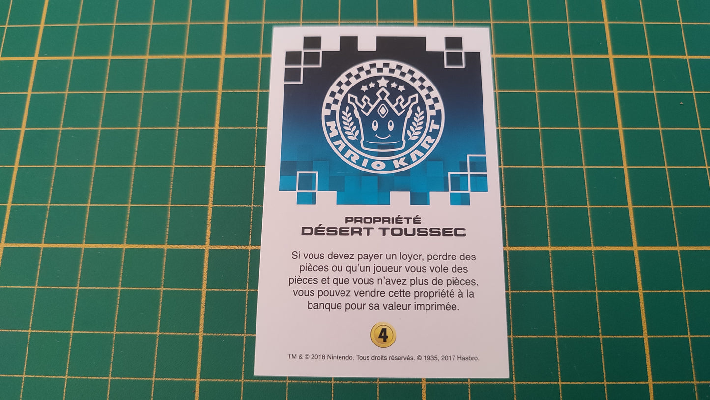 Carte propriété Désert Toussec jeu de société Monopoly Gamer Mario Kart Hasbro pièce détachée #E82