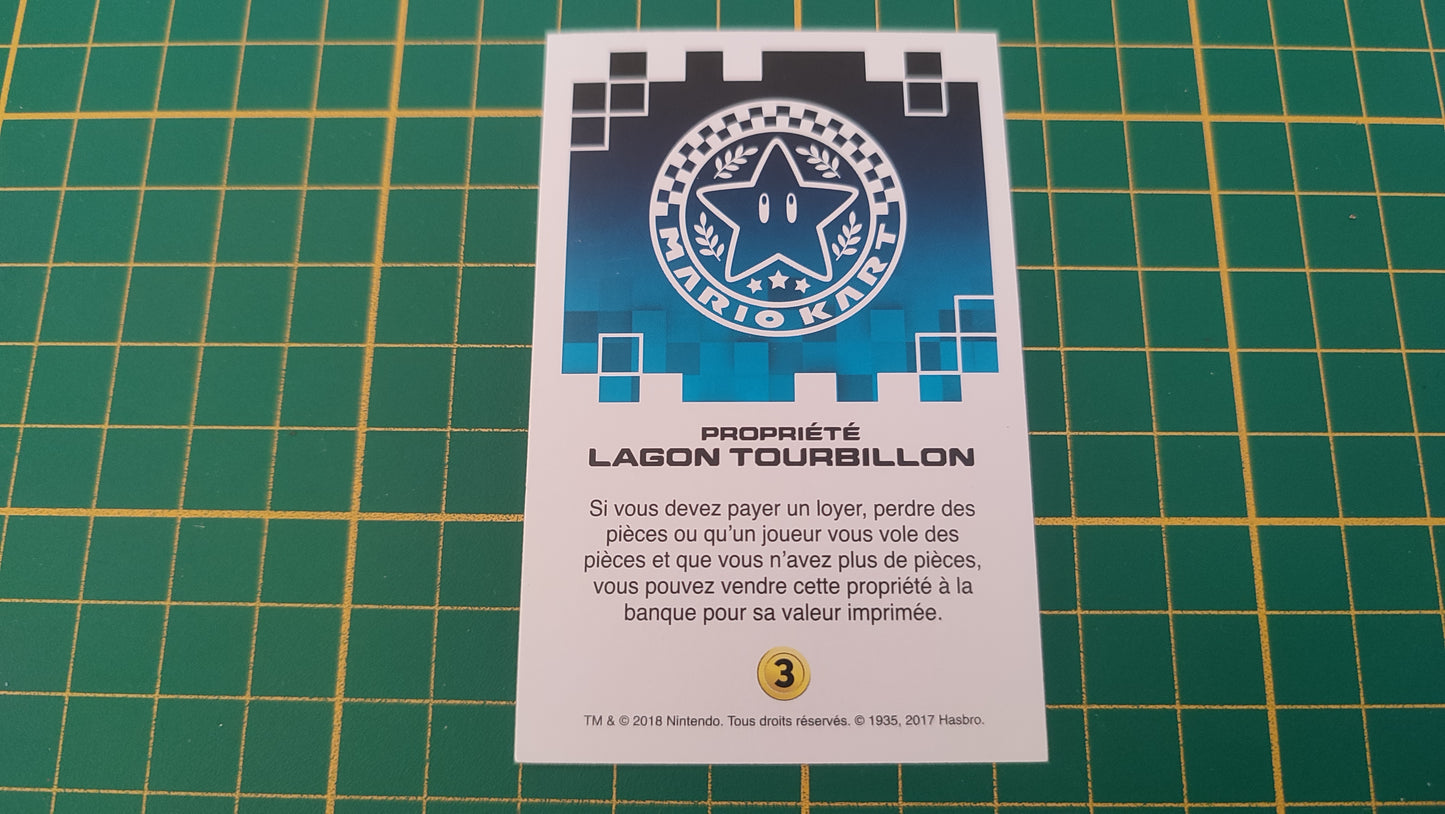Carte propriété Lagon Tourbillon jeu de société Monopoly Gamer Mario Kart Hasbro pièce détachée #E82