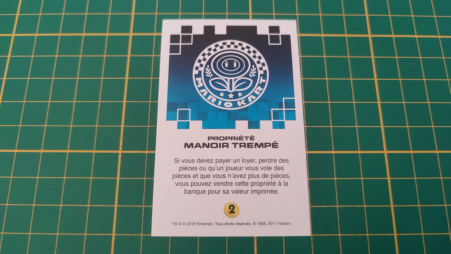 Carte propriété Manoir trempé jeu de société Monopoly Gamer Mario Kart Hasbro pièce détachée #E82
