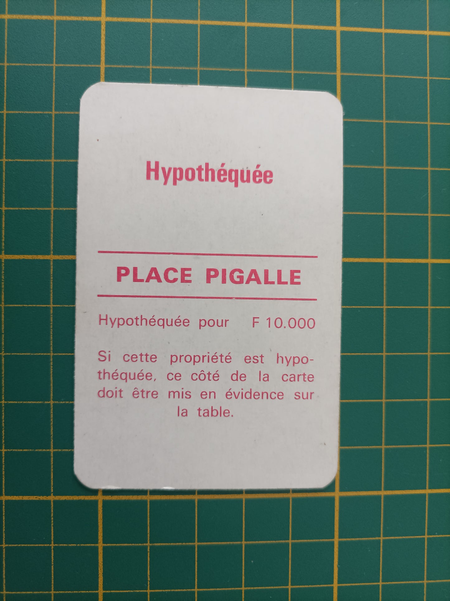 Carte propriété Place Pigalle pièce détachée jeu de société Monopoly Miro Meccano #E40
