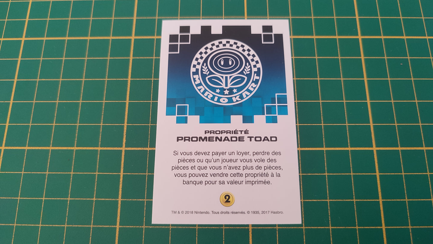 Carte propriété Promenade Toad jeu de société Monopoly Gamer Mario Kart Hasbro pièce détachée #E82