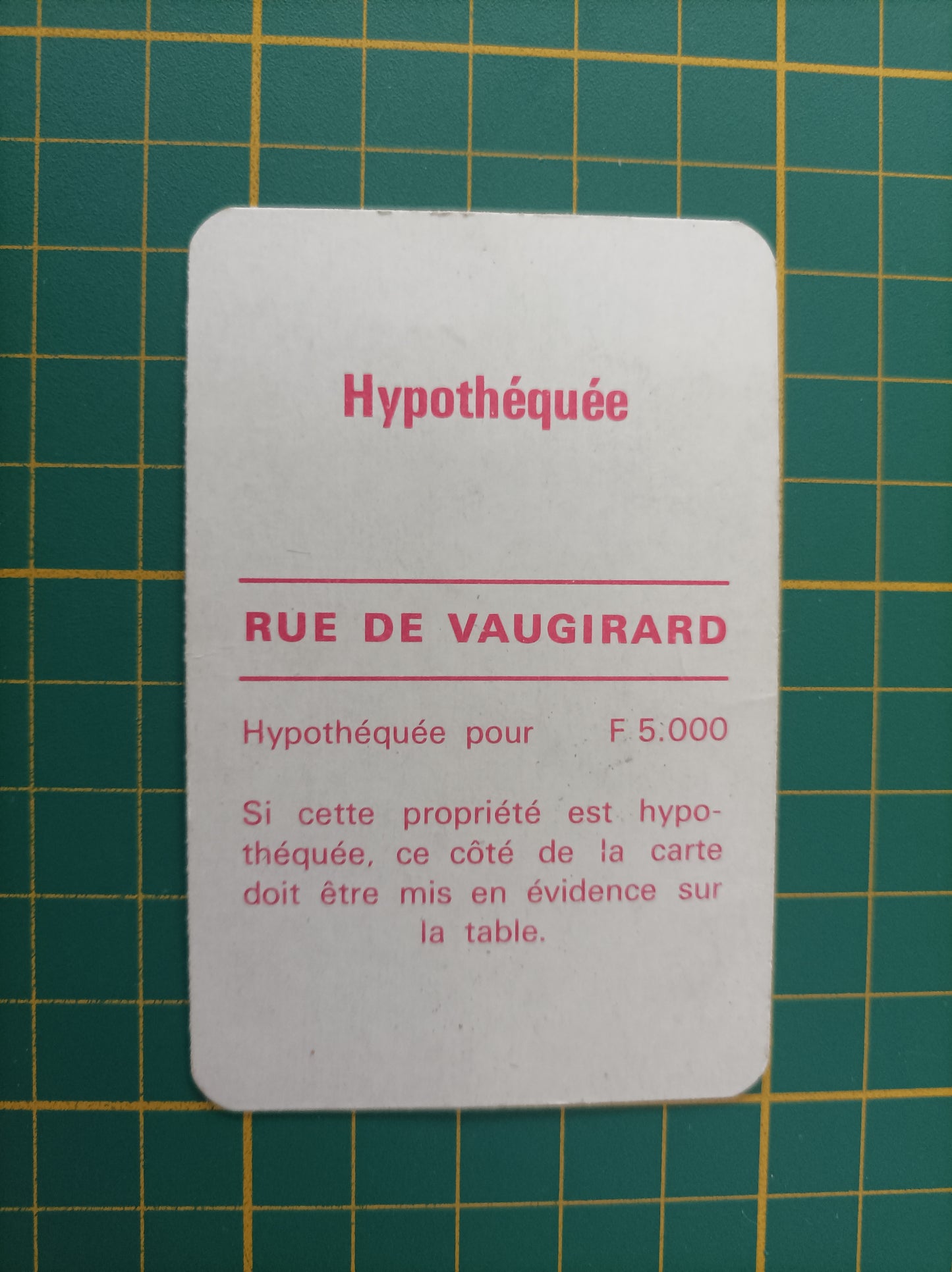 Carte propriété Rue de Vaugirard pièce détachée jeu de société Monopoly Miro Meccano #E40