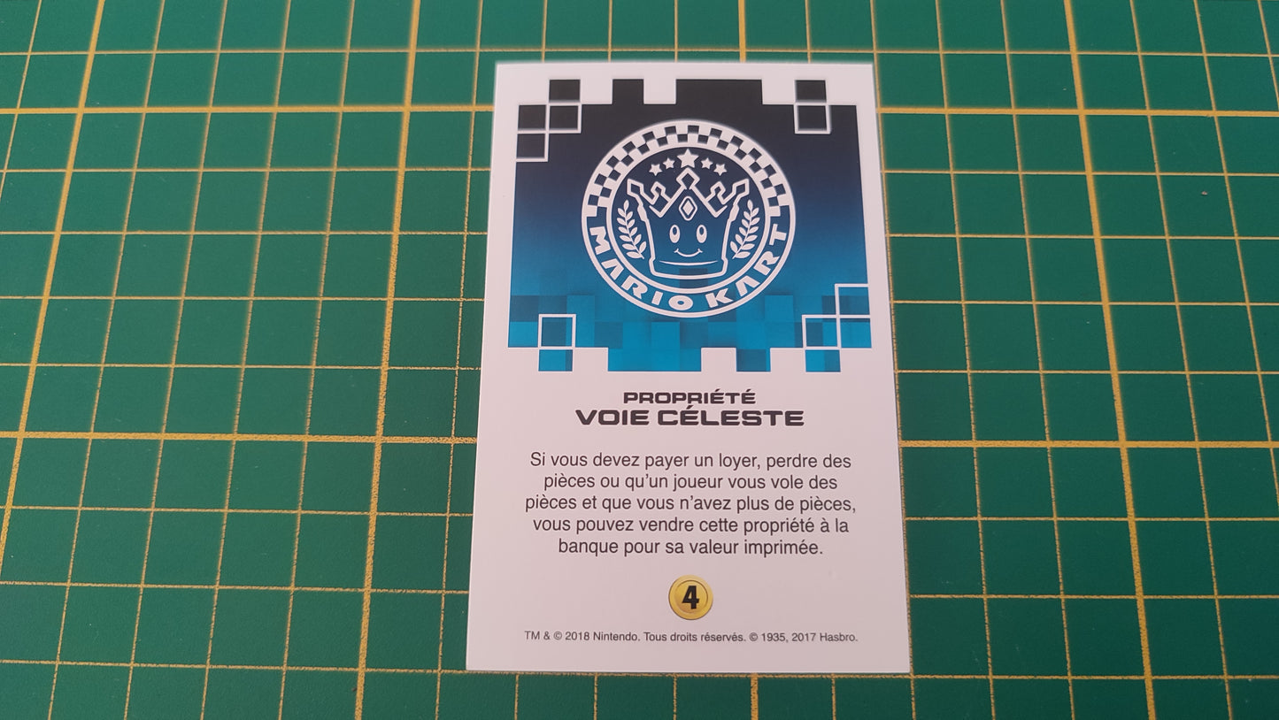 Carte propriété Voie Céleste jeu de société Monopoly Gamer Mario Kart Hasbro pièce détachée #E82