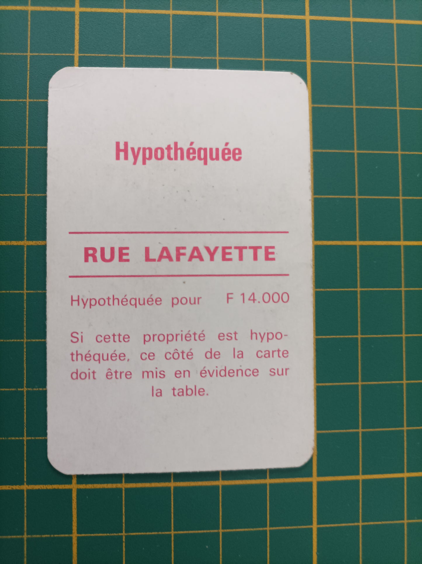 Carte propriété rue Lafayette pièce détachée jeu de société Monopoly Miro Meccano #E40