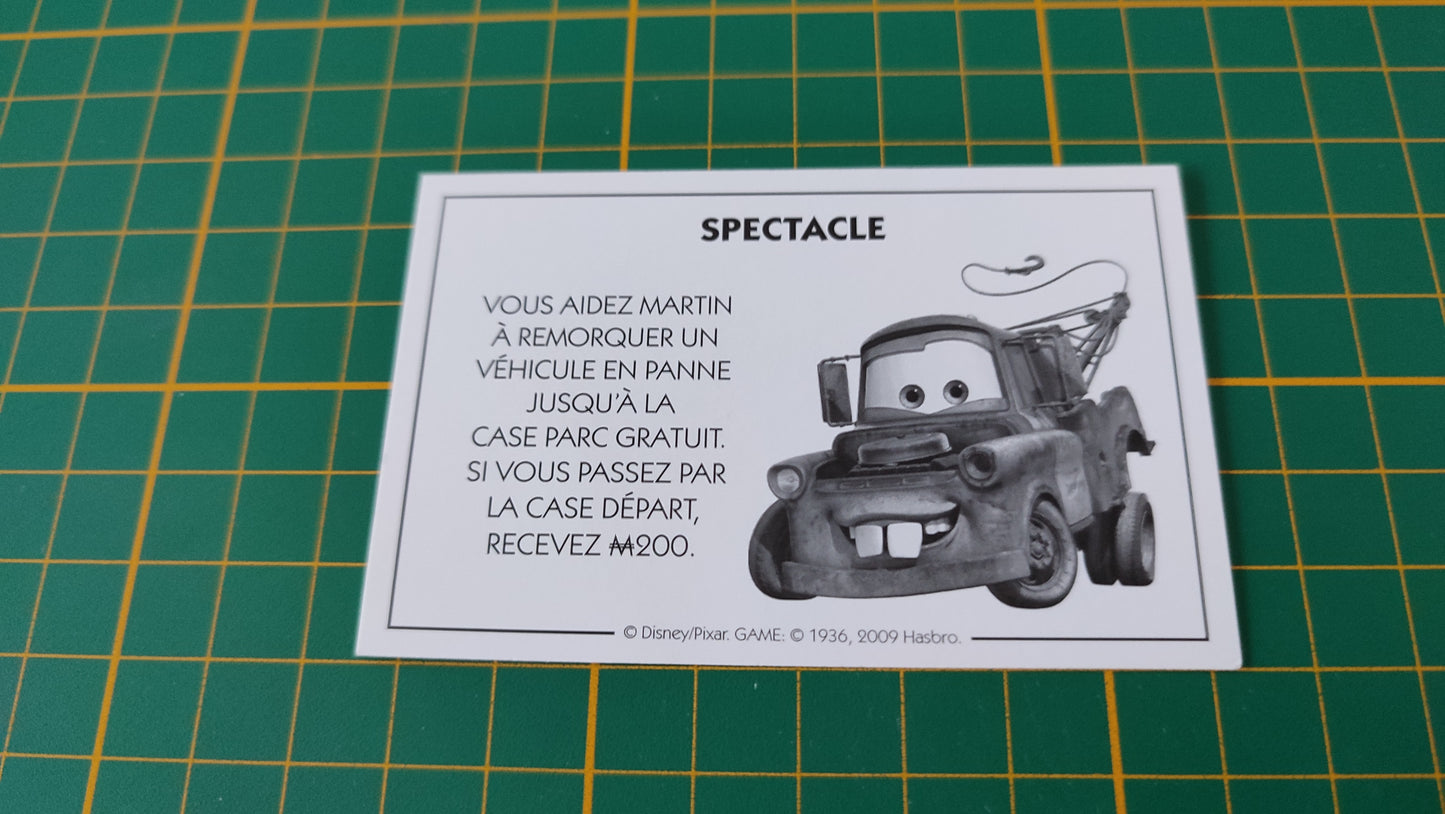 Carte spectacle Aidez Martin à remorquer pièce détachée jeu de société Monopoly Disney éditions Hasbro #B94