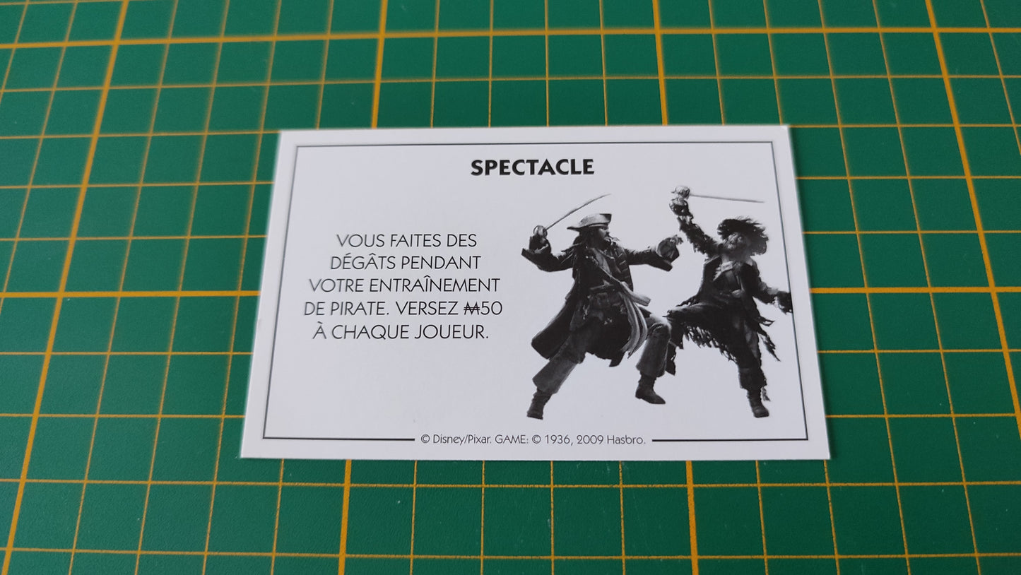 Carte spectacle entrainement de pirate pièce détachée jeu de société Monopoly Disney éditions Hasbro #B94