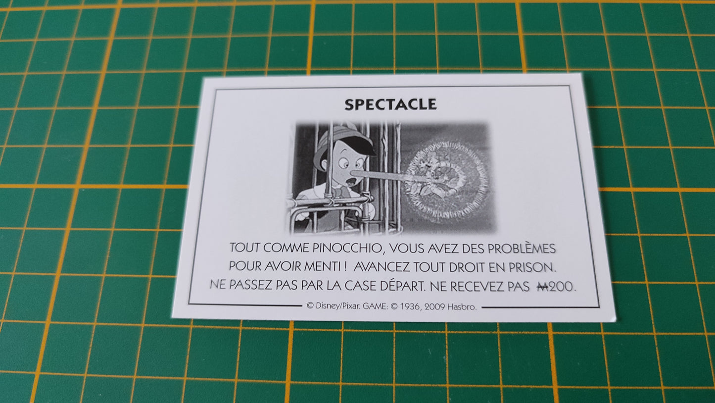 Carte spectacle tout comme Pinocchio pièce détachée jeu de société Monopoly Disney éditions Hasbro #B94