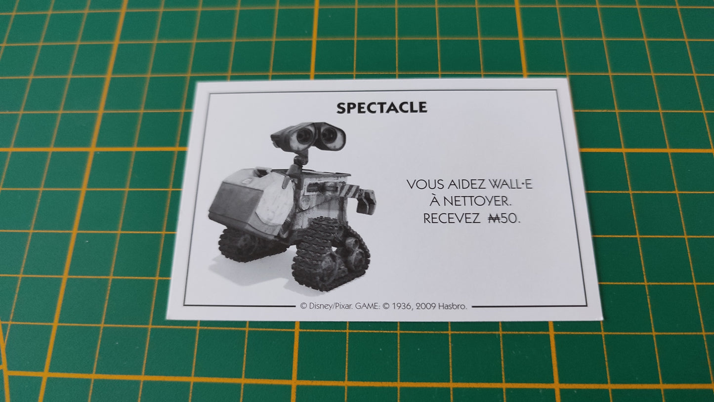 Carte spectacle vous aidez Wall-e pièce détachée jeu de société Monopoly Disney éditions Hasbro #B94