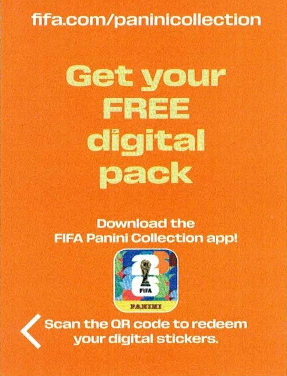 Code pour Forfait Numérique - Sticker autocollant Panini Coupe du Monde FIFA 2026 - Pièce détachée