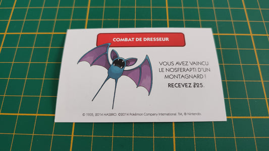 Combat de dresseur Nosferapti pièce détachée jeu de société Monopoly Pokémon édition de Kanto #C43