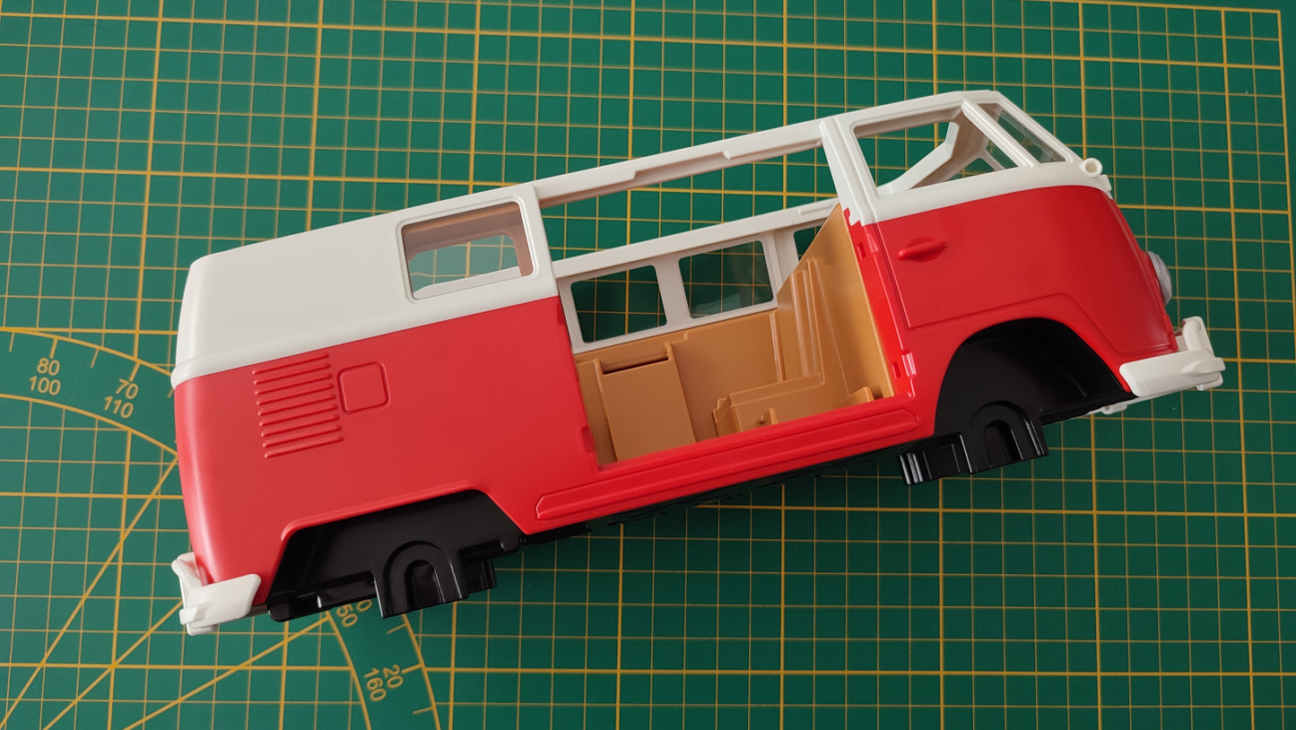 Combi rouge VW T1 dans l'état pièce détachée Playmobil #B85