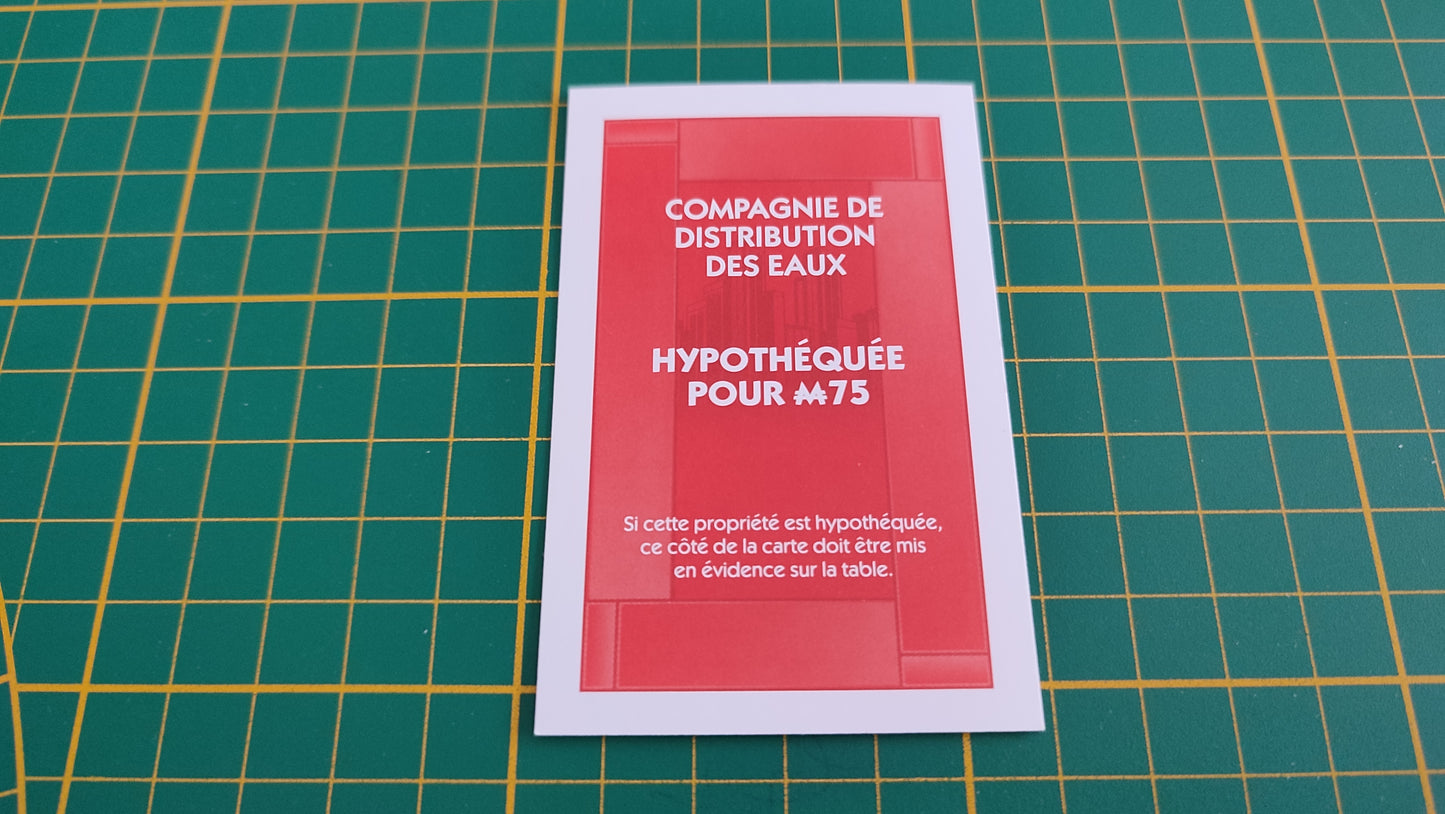 Compagnie de distribution des eaux pièce détachée jeu de société Monopoly parties rapides Hasbro #C25