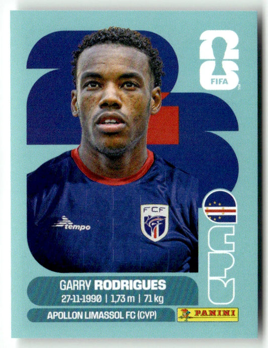 Cpv 15 Garry Rodrigues - Sticker autocollant Panini Coupe du Monde FIFA 2026 Cap-Vert - Pièce détachée