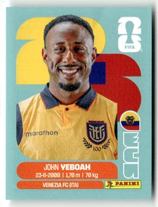 ECU 14 John Veboah - Sticker autocollant Panini Coupe du Monde FIFA 2026 Équateur - Pièce détachée