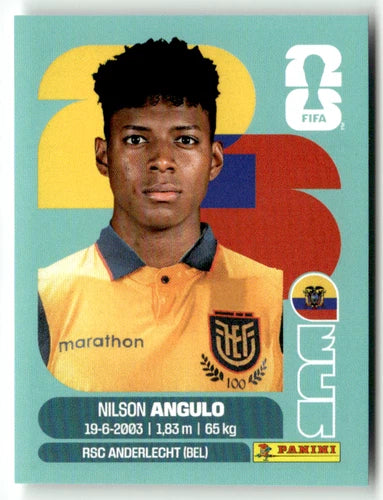 ECU 17 Nilson Angulo - Sticker autocollant Panini Coupe du Monde FIFA 2026 Équateur - Pièce détachée