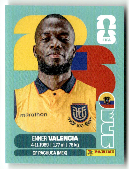 ECU 20 Enner Valencia - Sticker autocollant Panini Coupe du Monde FIFA 2026 Équateur - Pièce détachée