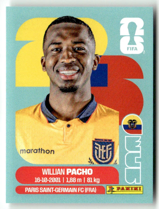 ECU 6 Willian Pacho - Sticker autocollant Panini Coupe du Monde FIFA 2026 Équateur - Pièce détachée