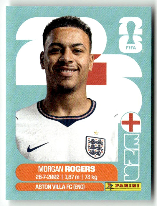 ENG 14 Morgan Rogers - Sticker autocollant Panini Coupe du Monde FIFA 2026 Angleterre - Pièce détachée
