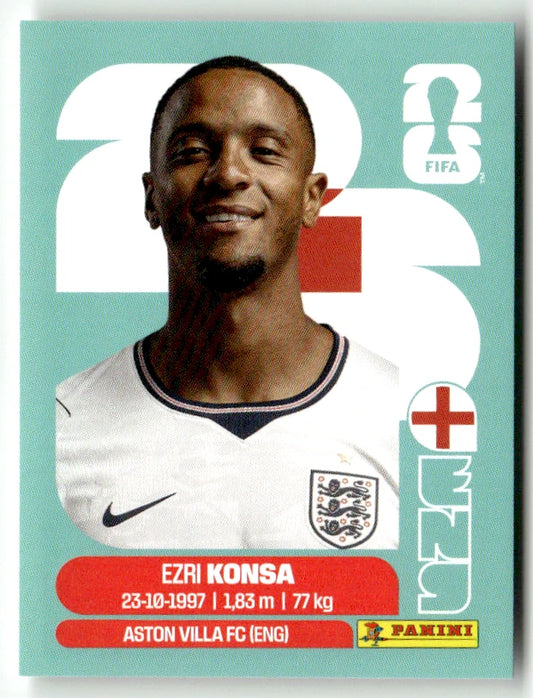 ENG 5 Ezri Konsa - Sticker autocollant Panini Coupe du Monde FIFA 2026 Angleterre - Pièce détachée