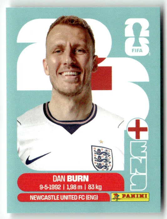 ENG 8 Dan Burn - Sticker autocollant Panini Coupe du Monde FIFA 2026 Angleterre - Pièce détachée