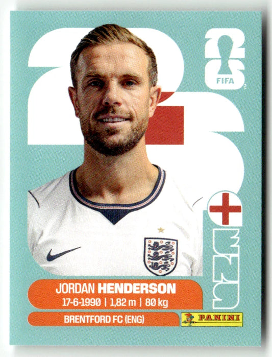 ENG 9 Jordan Henderson - Sticker autocollant Panini Coupe du Monde FIFA 2026 Angleterre - Pièce détachée