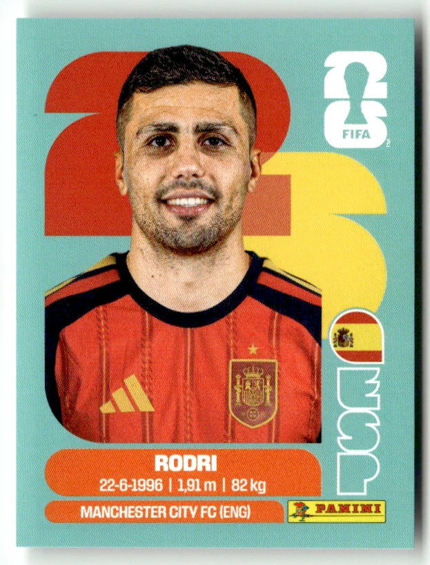 ESP 10 Rodri - Sticker autocollant Panini Coupe du Monde FIFA 2026 Espagne - Pièce détachée