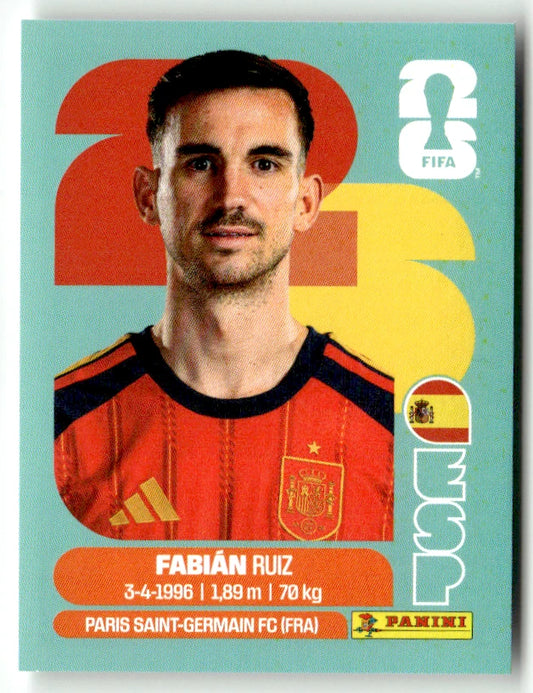 ESP 12 Fabián Ruiz - Sticker autocollant Panini Coupe du Monde FIFA 2026 Espagne - Pièce détachée
