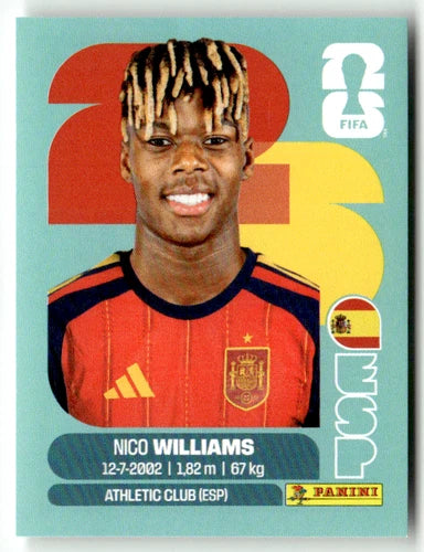 ESP 17 Nico Williams - Sticker autocollant Panini Coupe du Monde FIFA 2026 Espagne - Pièce détachée