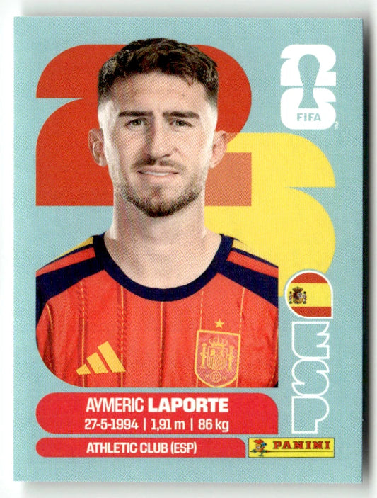 ESP 4 Aymeric Laporte - Sticker autocollant Panini Coupe du Monde FIFA 2026 Espagne - Pièce détachée