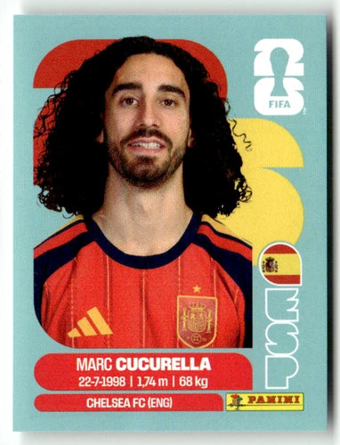 ESP 8 Marc Cucurella - Sticker autocollant Panini Coupe du Monde FIFA 2026 Espagne - Pièce détachée