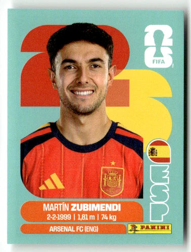 ESP 9 Martín Zubimendi - Sticker autocollant Panini Coupe du Monde FIFA 2026 Espagne - Pièce détachée