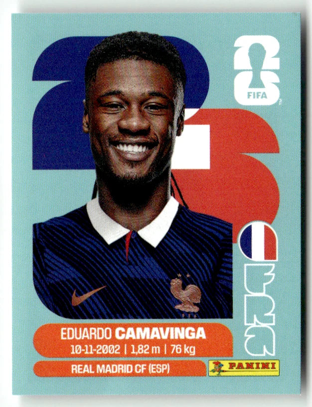FRA 10 Eduardo Camavinga Sticker autocollant Panini - Équipe de France - Coupe du Monde FIFA 2026 - Pièce détachée