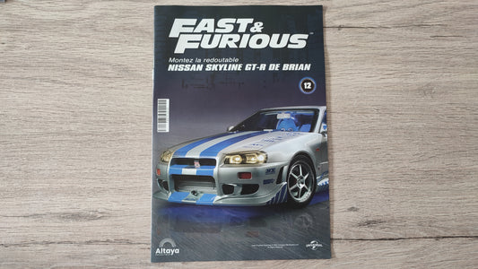 Fascicule numéro 12 n°12 seul sans pièce Nissan Skyline GT-R R34 Fast & Furious de Brian O'Conner 1/8 1/8e 1/8ème Altaya #D82