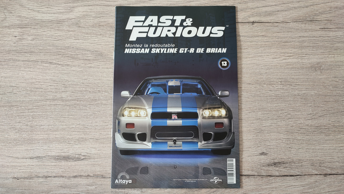 Fascicule numéro 13 n°13 seul sans pièce Nissan Skyline GT-R R34 Fast & Furious de Brian O'Conner 1/8 1/8e 1/8ème Altaya #D82