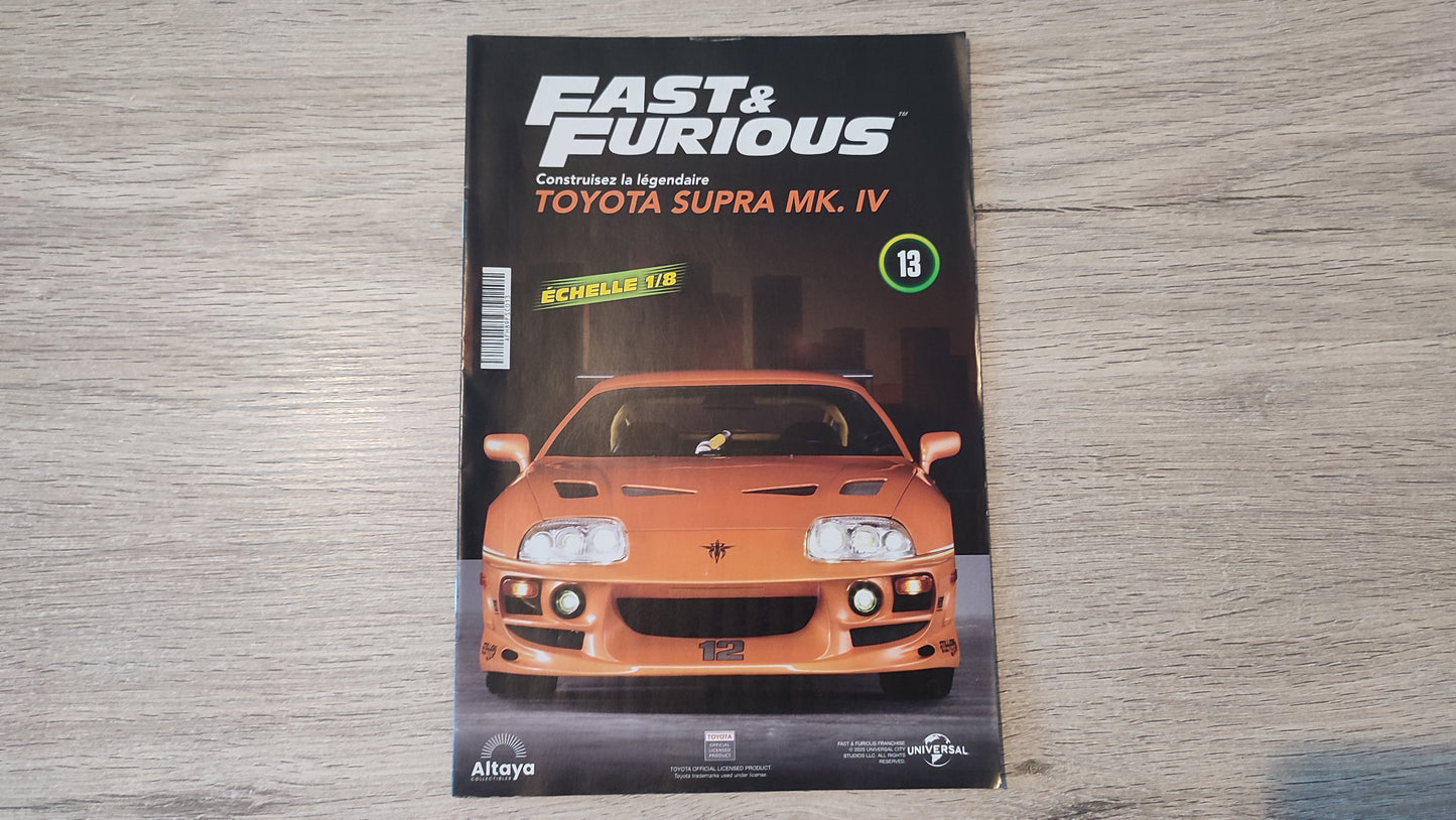 Fascicule numéro 13 n°13 seul sans pièce Toyota Supra MK.IV Fast & Furious 1/8 1/8e 1/8ème Altaya #E50