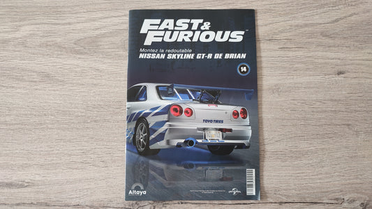 Fascicule numéro 14 n°14 seul sans pièce Nissan Skyline GT-R R34 Fast & Furious de Brian O'Conner 1/8 1/8e 1/8ème Altaya #D82