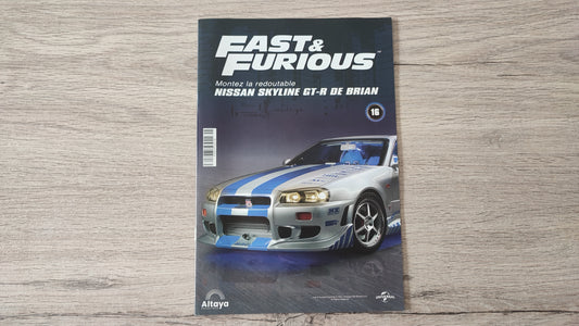 Fascicule numéro 16 n°16 seul sans pièce Nissan Skyline GT-R R34 Fast & Furious de Brian O'Conner 1/8 1/8e 1/8ème Altaya #D82
