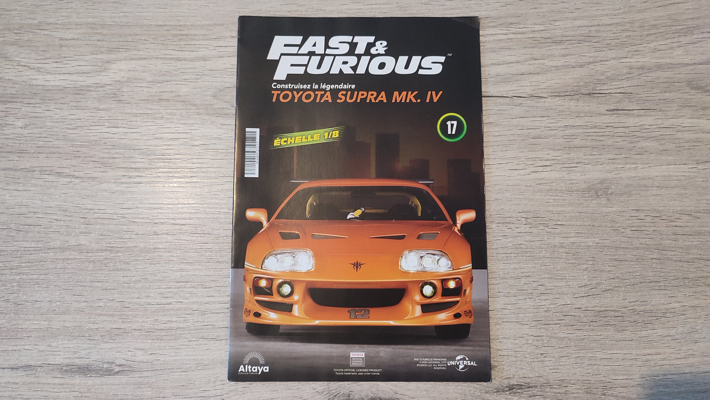 Fascicule numéro 17 n°17 seul sans pièce Toyota Supra MK.IV Fast & Furious 1/8 1/8e 1/8ème Altaya #E50