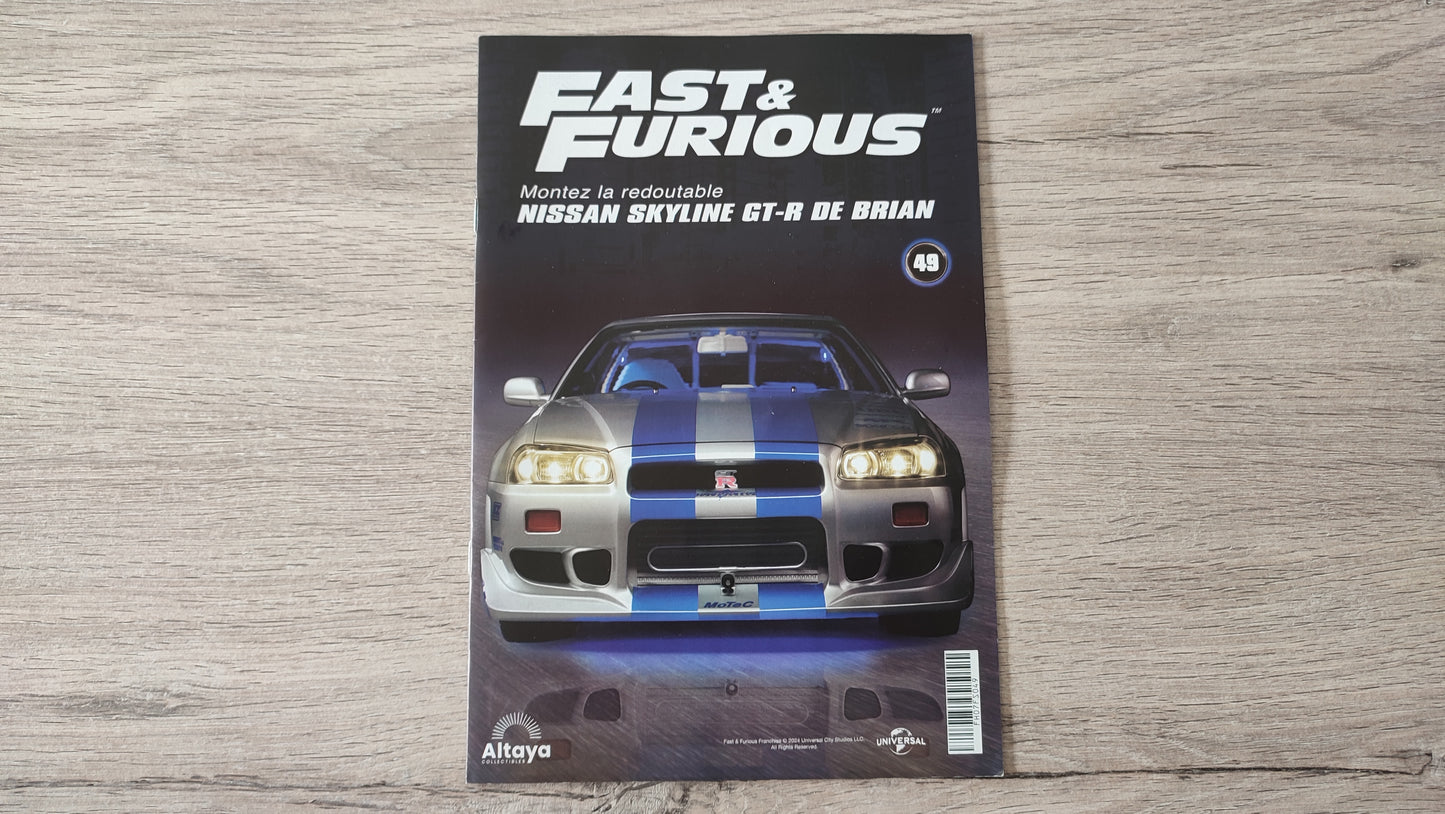 Fascicule numéro 49 n°49 seul sans pièce Nissan Skyline GT-R R34 Fast & Furious de Brian O'Conner 1/8 1/8e 1/8ème Altaya #D82