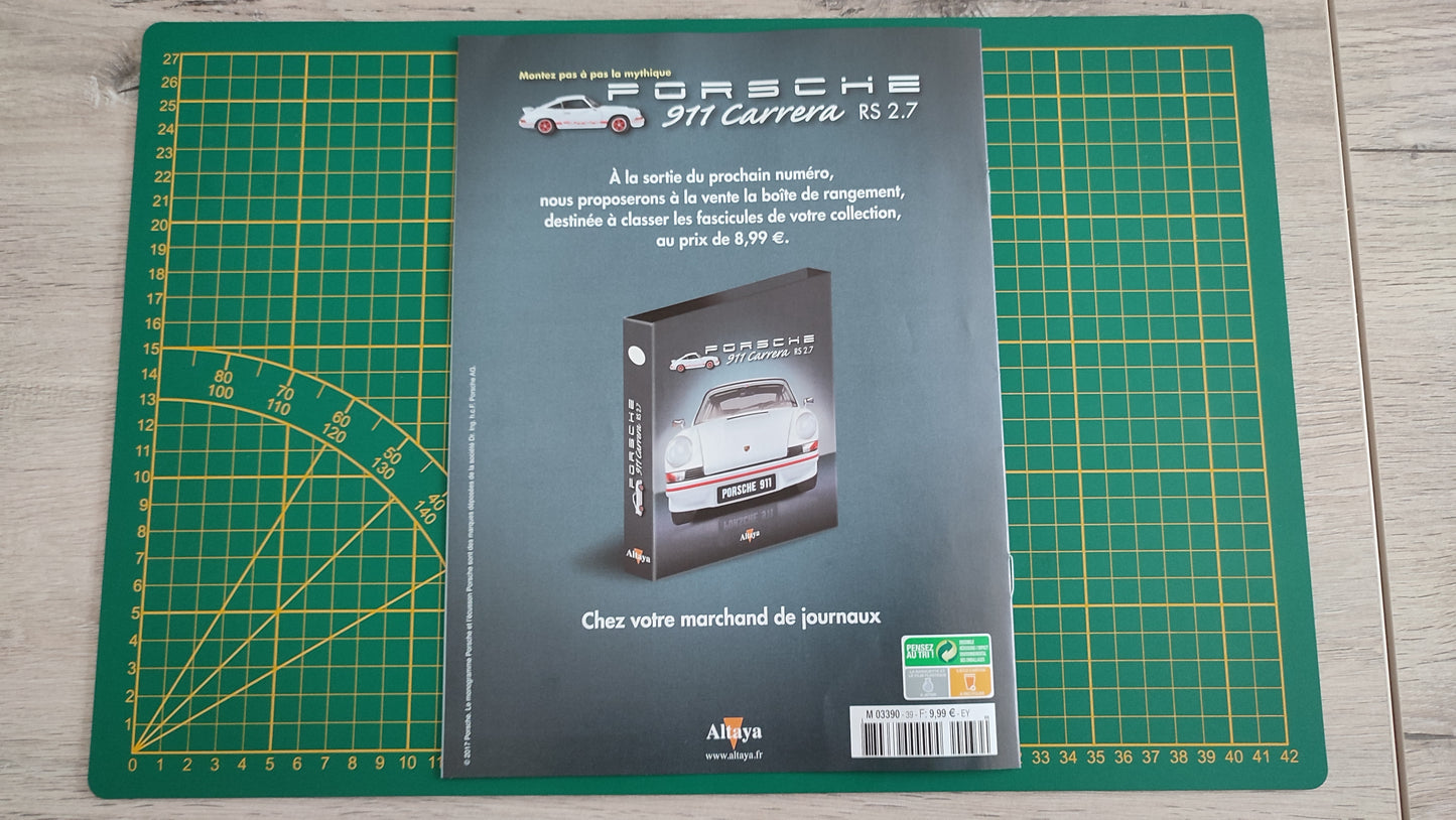 Fascicule seul sans pièce n°39 pièce détachée Porsche 911 Carrera RS 2.7 1/8 1/8ème Altaya #B37