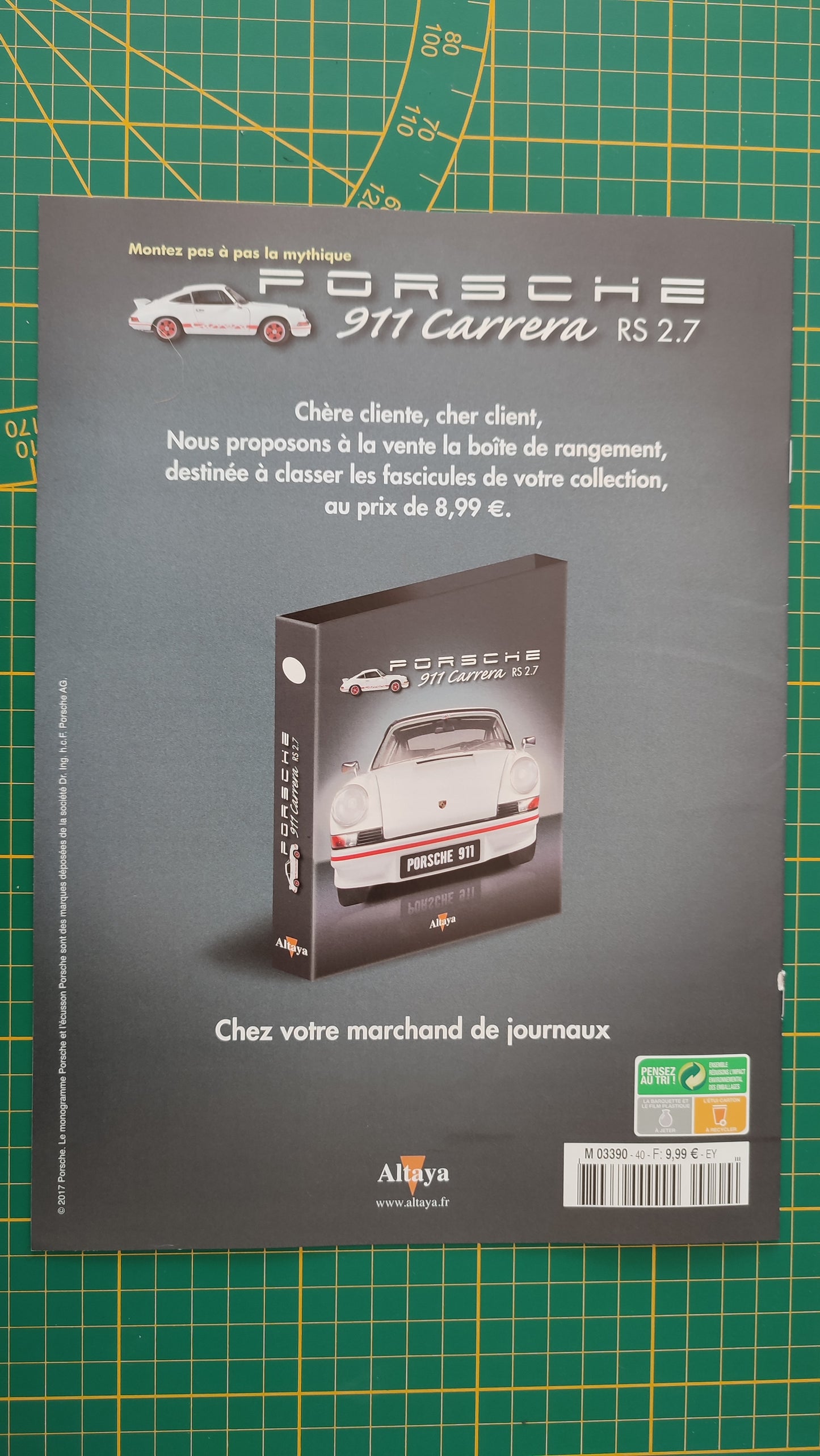 Fascicule seul sans pièce n°40 pièce détachée Porsche 911 Carrera RS 2.7 1/8 1/8ème Altaya #B37