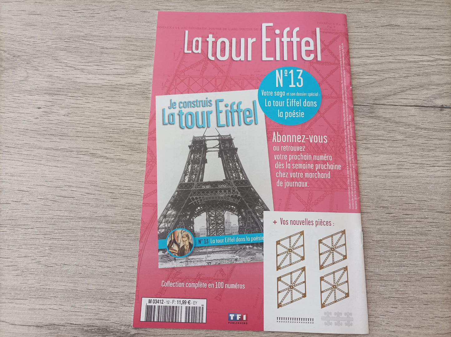 Fascicule seul sans pièce numéro 12 n°12 Je construis la tour Eiffel 1/8 1/8e 1/8ème édition TF1